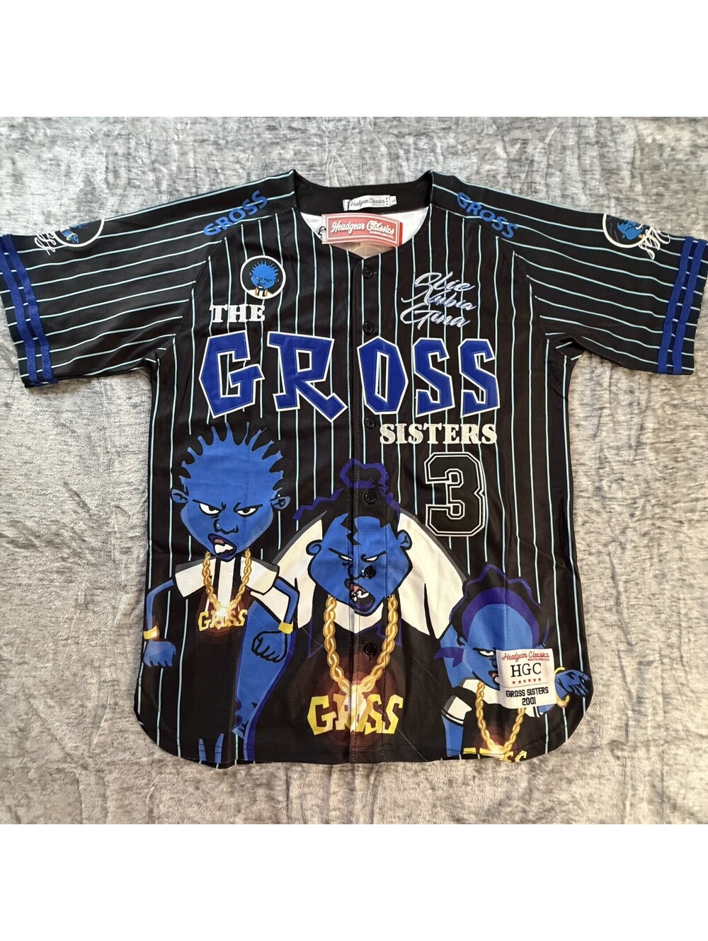 Headgear Classics The Gross Sisters Trio Baseball Jersey Black Pinstripe Men's L